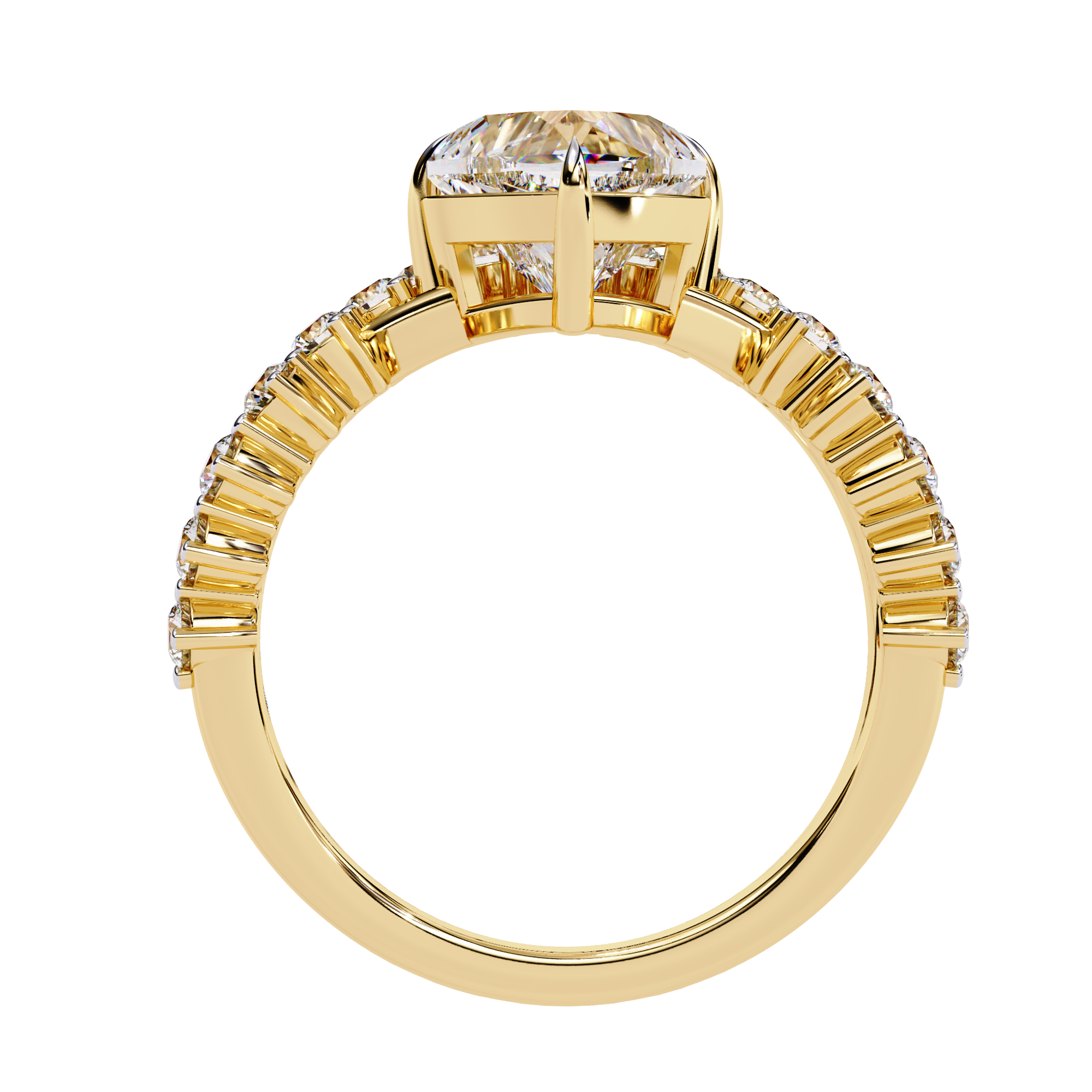 Solitairekart – 2.62ct Heart Crown Lab Grown Diamond Ring in 14K Yellow Gold